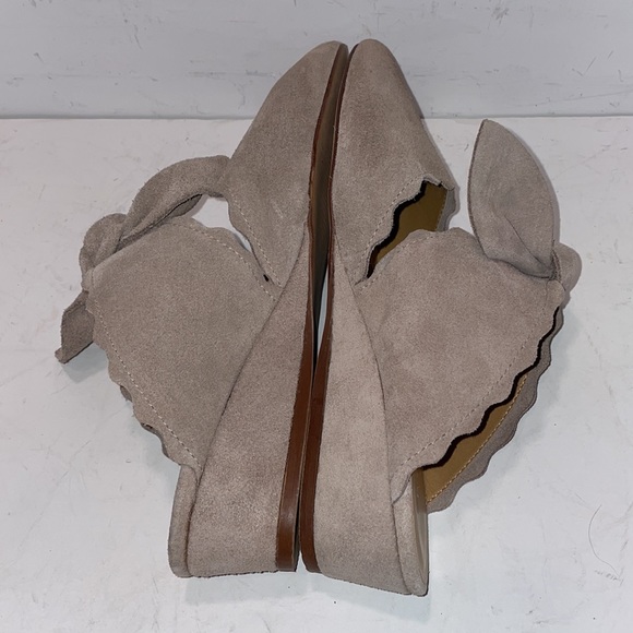 NEW Anthro KLUB NICO Daisy Suede mule wedge Beige Cream, sz 10 - Picture 6 of 10